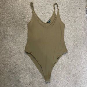 Wild Fable Green Tank Ribbed Bodysuit Size L